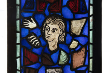 New A Composite Stained Glass Panel With Two Heads, Hands, Feet And Drapery France, Bourges 1230 1250