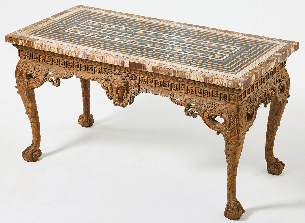 Giltwood centre table with Roman mosaic top