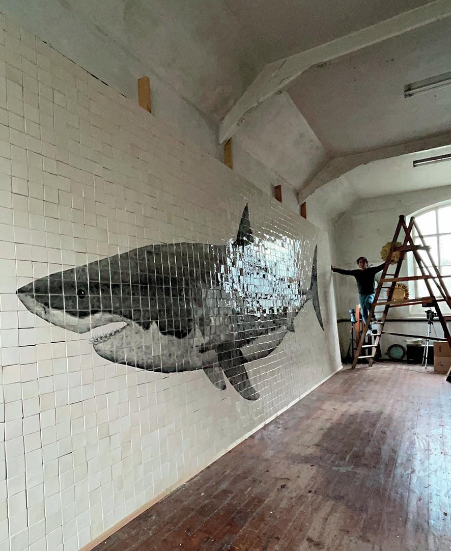 A shark mural