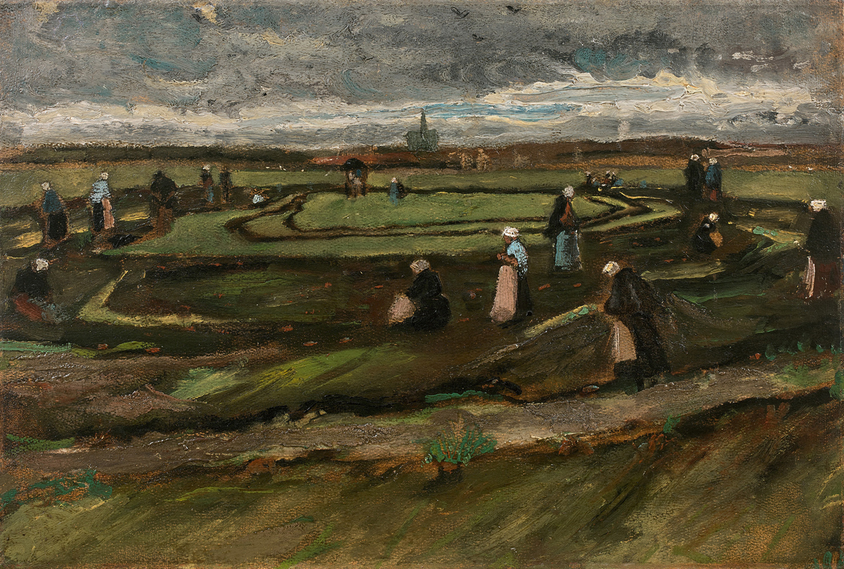 ‘Raccommodeuses de filets dans les dunes by van Gogh 