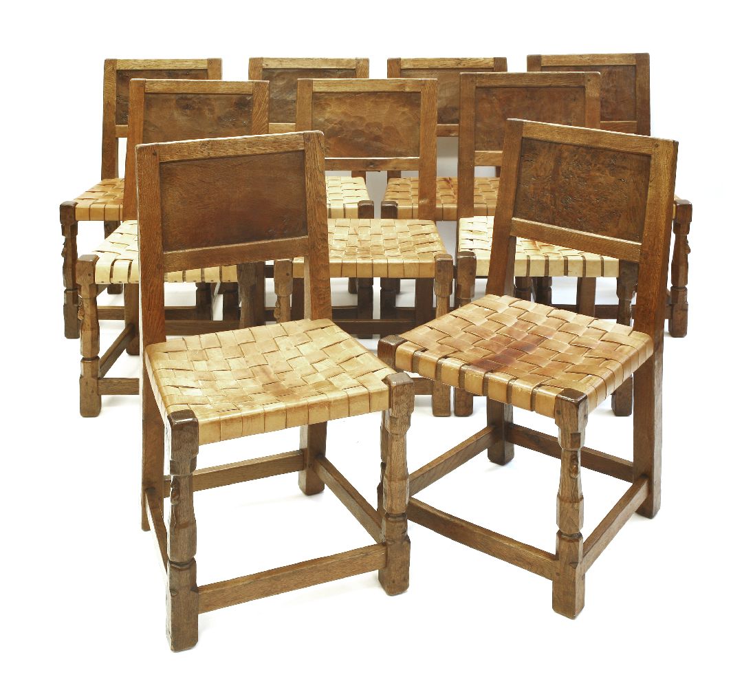 Mouseman oak chairs 