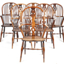 Yew Windsor armchairs