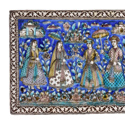 Qajar square polychrome pottery tile