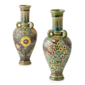 Burmantofts pottery faience vases