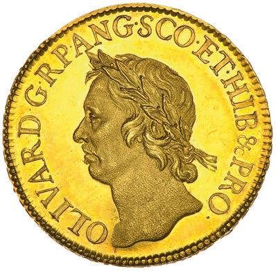 Cromwellian gold 50 shilling piece
