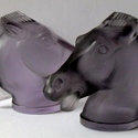 Lalique amethyst glass Longchamp car mascots