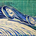 Speed Trial by Cyril Power - linocut from c.1932