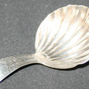 George III silver caddy spoon with scallop-shell bowl