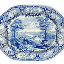 Transfer printed pottery meat dish by Charles Harvey
