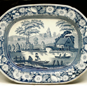 Blue and white meat plate