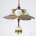 ceiling light fitting with James Powell vaseline glass shades