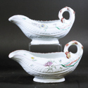 First Period Worcester porcelain sauceboats