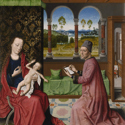 St Luke Drawing the Virgin and Child is attributed to the workshop of Dieric Bouts the Elder