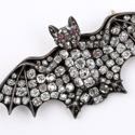 Victorian diamond and ruby bat brooch
